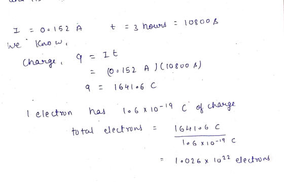 we Kno w Ο.IS2 A 丿CtogooA) 1641。6 C l ele ctwn ha l。6 x 10-19 C change 9 C