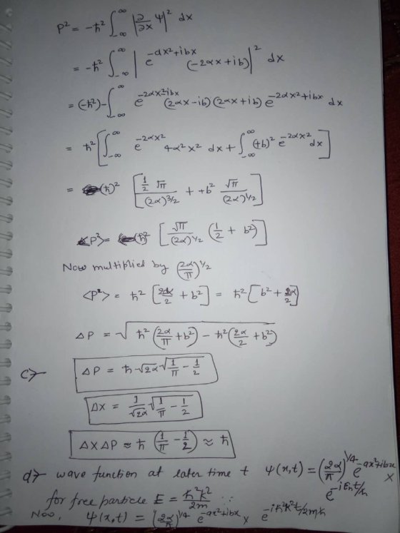 2. =GH)-1.00 @ex-u)C>< +10€2d x2+; bx dx e Now mulHie b 2 d)-wave turuben at iałe.time t Ψ(nt)-(esaeqXtiba X e