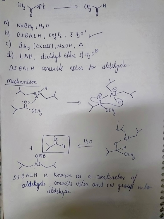 Сн, у оft — он н A) NaB Hy H₂O 6) DIBALH, Collz, } Hz * ~ c) Br, lexcess), NaOH, A d) LAH, diethyl ether 3) 17300 DI BALH con