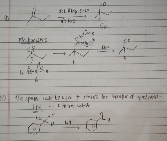O Linit, Eto 6 20 Mechanism? of Atte Le the formalton of cypohydrin - The species could be used to reverse LIH - Lithium hydr