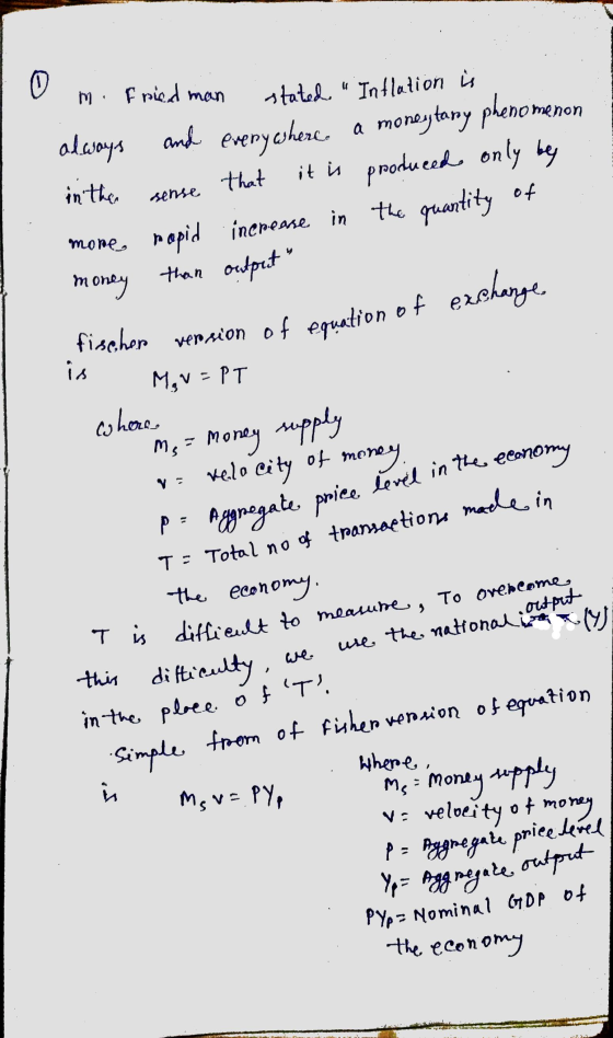 m. fried man in the sense that mone stated Inflation is always and everywhere. a money tany phenomenon it is produced only b