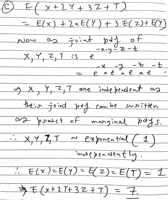 E ( x + 2 y + 32+1) = E(x) +2«E(Y) + 3 E(2)+CY as joint pay of -x-y-z-t X, Y, Z, I is ay Now e لاع t -z ке a eae e written A
