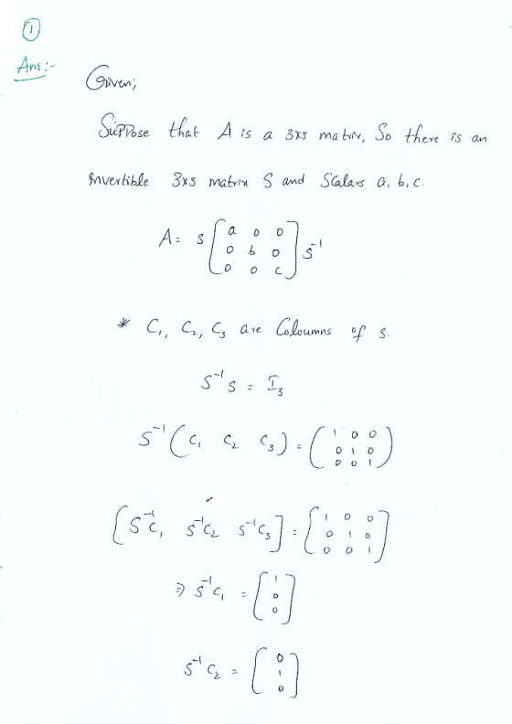 Pose thats a 3xs ma i, So ere s an Mverkble 3xs matrix Sand Salasa, เ.c 0 OC *C, C, G ave oloumes 2.