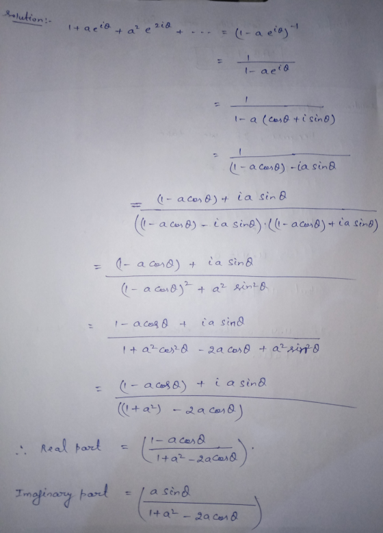 solution:- itaeio + a² e zid = (1-a ciast 11 1- acid la (caso tisino) a caso) - la sind (1-acaso) t ìa sina (1-a a caso) - ia