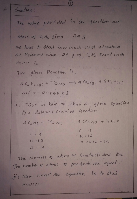 Solution :- The value provided in one question are, mass of Cato given = 24 g we have to sind how much heat absorbed or Relea