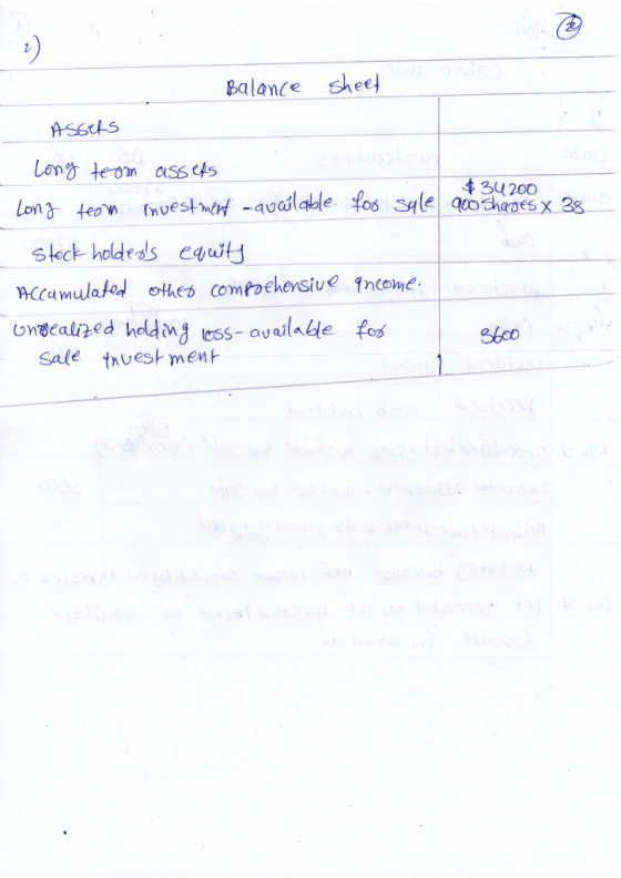 Balance sheet Assets $ 3U 200 900 Shades x 38 - Long te om assets Long teom investment -available for sale stock holders equ