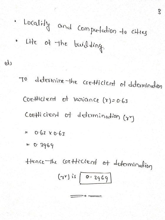 • Locality and computation to cities • Life of the building. To determine the colchicierst of determination Coefficient of va