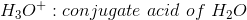 H30+ : conjugate acid of H2O