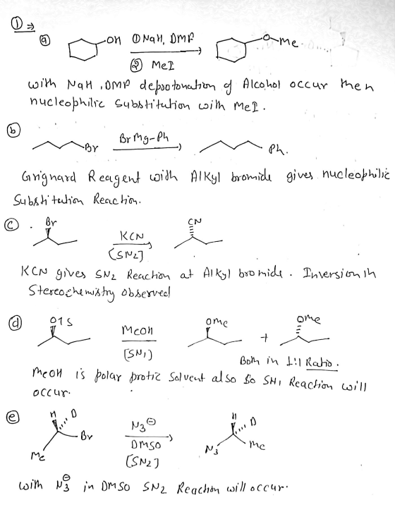 romeoni yon ONah, DMP ② Mez with NGH , DMP deprotonation of Alcohol occur then nucleophilic substitution with Mel. m ar Br Mg