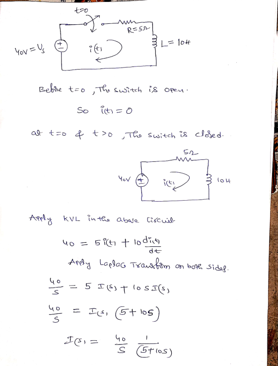 too R=52 » its You = Us 3 L=104 o V Before tão , the switch is open. so icts=0 at tão & too The switch is closed.. So You ☺ i