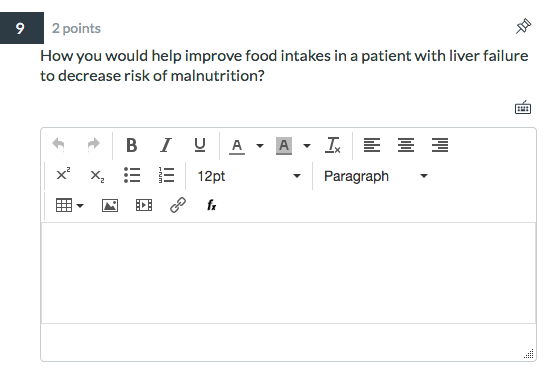9 2 points How you would help improve food intakes in a patient with liver failure to decrease risk of malnutrition? BIVA - A