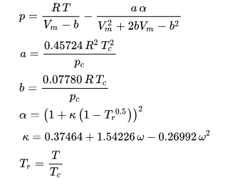 a, α 0.45724 R2 T2 α一 0.07780 RT α = (1 + K (1-T, 0.5))2 κ-0.37464 + 1.54226 ω-0.26992 w2 T, Te