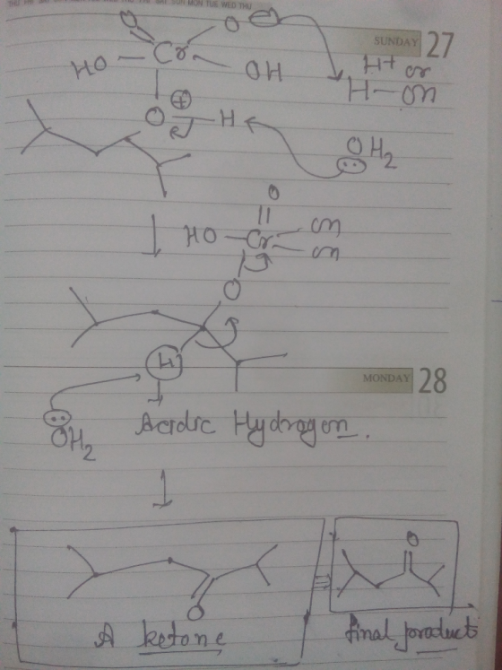 U SASUN MON TUE WED THU SUNDAY 27 Hor Horo HO IH - Hon MONDAY 3 Acidic Hydrogen A ketone final product