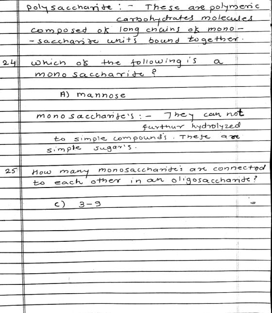 polysaccharite :- These are polymeric - carbohydrates molecules composed of long crains of mono- - sacchari de units bound to