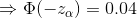 Rightarrow Phi(-z_{alpha }) = 0.04