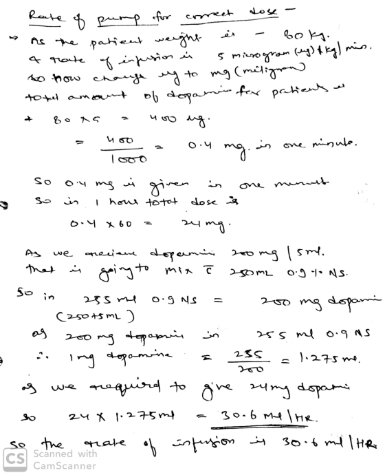 Rate of pump for correct dose - • As the patient weight is - bokg. A rate of infusion éé s mierogram fug) & kg) mis. to how c