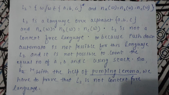 BROODOO WAWA S8 L₂ = { w/wth a, b, Got and na(w)= (w) = 1. (W) } L2 is a language over alphabet {a,b,c} and na (w)2 n₂(W) 2 M