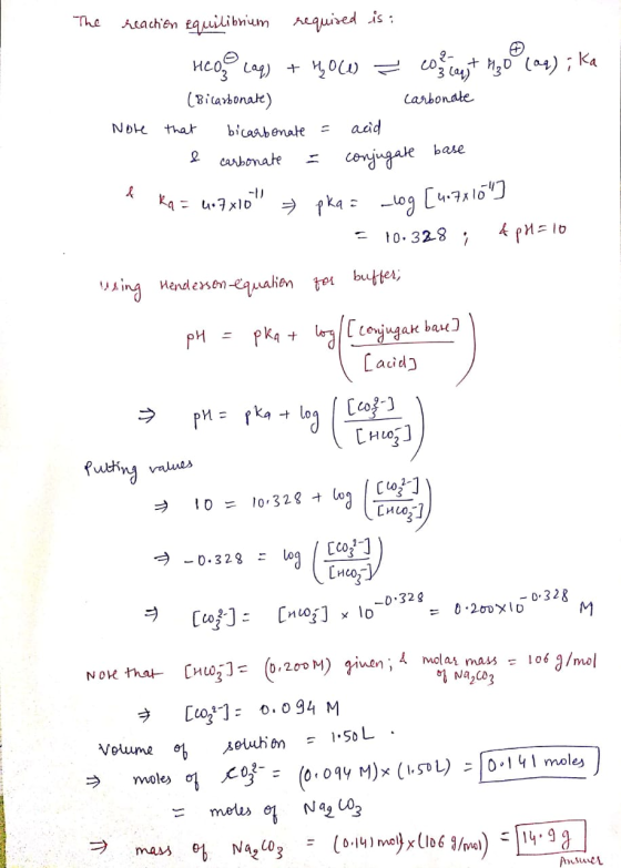 The reaction equilibrium required is: HCOO Laq) + 40W) = (Bicarbonate) 1. cos canst 430 (aq) i ka Carbonate Note that bicarbo