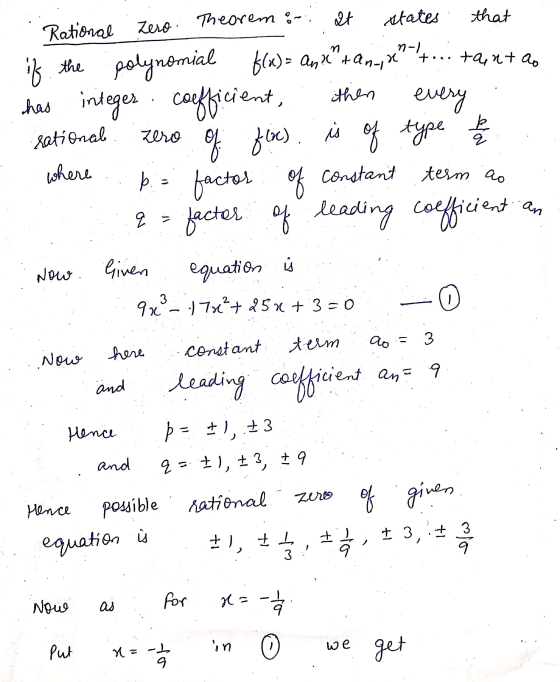 at states that m n-) t...tantao ithen k Zero Rational Zero Theorem :-) if the polynomial $(x) = Anxe + an- x has integer coe