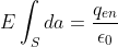 E\int _Sda= \frac{q_{en}}{\epsilon _0}