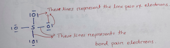 electrons. pair ot These ines rcepreesent the lone 1O -S - T These ines reprcesents the 01 bond pair electrcoos