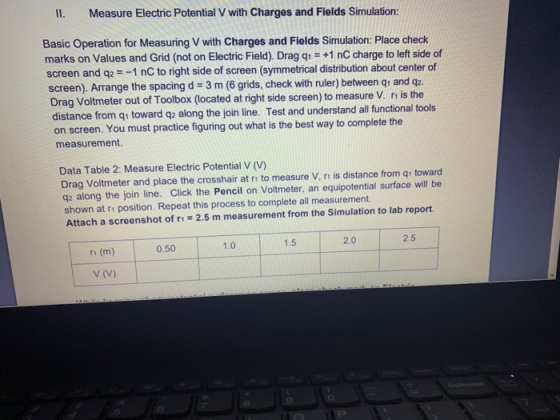 II. Measure Electric Potential V with Charges and Fields Simulation: Basic Operation for Measuring V with Charges and Fields