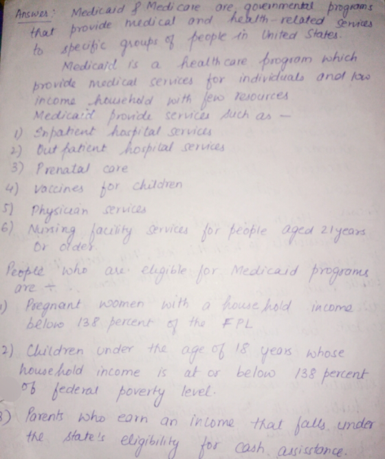 Medi core ore, goueinmentzl bnaom s th- related Senies AnswA: Medicard that provide ndcal ond kic 9soups 띵 ·feople.-th United