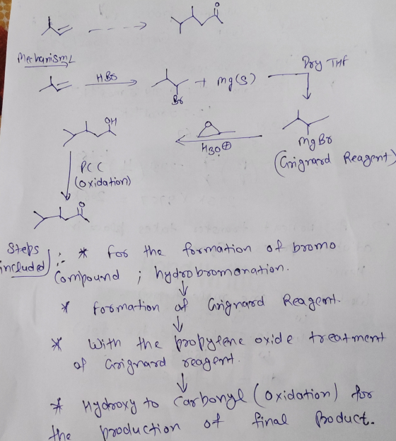 th Mechanism Dry THE HBO t + mg(s) Hgo® mg Bo (Grigraod Reagent PCC (oxidation) * * < Steps for the formation of bromo includ