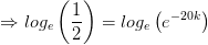 →loge (1) = loge (e-20k)
