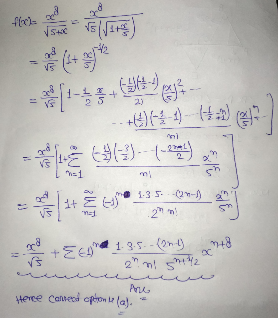 - ब) fle)> V5 42 1-- 2) - (-2) 2n41 n=1 1-3.5---(2n-1) .2 m! 1- 3-5- - (2n-1) 2 ml 5h+2 Ane Here covecd opton ie la).