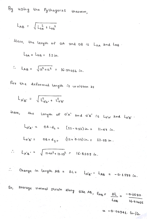 84 usina the Pythagoras theovem, 2 Here, 4he Length of oA and o8 is LoA and Loa = Log= 12in LAB= 12 2 + 122-1697056 in. Fo겡 t