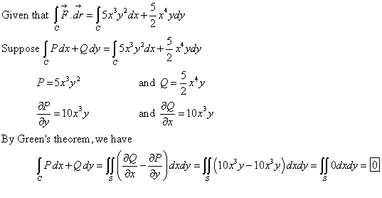 Given that p. dr (5x’yºdxt * 5 dx+=x*ydy c Futtee (Pax=24 - [3*9ax+ zloudy 5 P=5xya and = x = 10xy al =10xy and By Greens t