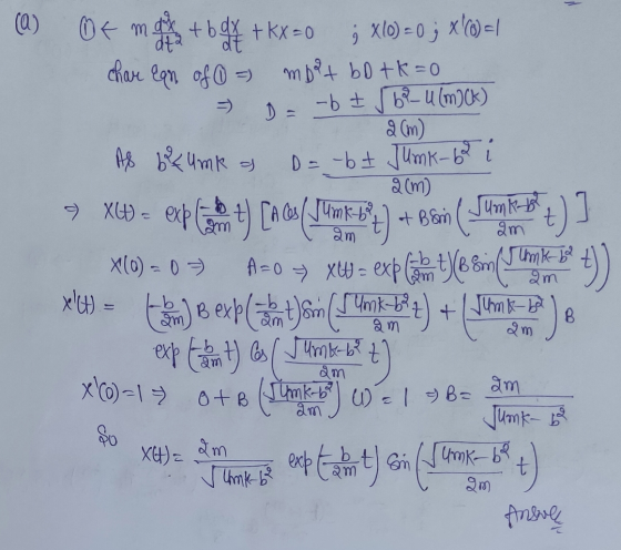 (0) 423 + box + x = 0 ; Xlo) = 0; X16)1 Okm char Ean of = mbit botk=0 D = -b = √624 (m)CK) am) As bunk a D = -bt JumK-62 2 (m