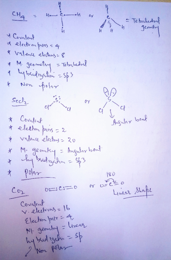 CH4 = the cool es su H H = Tetrahedral gelomby H & Covalent a electron patrs = 4 & Valence electrons = 8 * M. geometry - Tetr