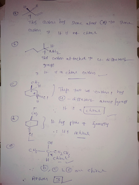 Hi It same Thos Carbar Carbar hos & It is same afany CHy to not chiral LI TNH2 This carbon attached to groupe It T a chral ca