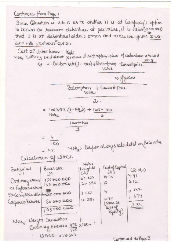 Continued from Page 1 Since Question is silent as to whether it is a companys option to convent or reedeem debenture at par