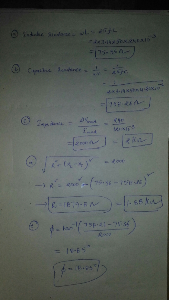 @ Enduthie Kenstance = wl=arte = 2x3.14x50x240x100 =(75.362 6 Capacitie realance - - - - te 2x3.148.50x 4.2exto 758.262 © Sim
