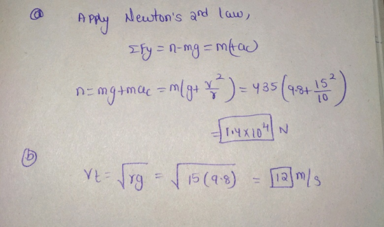 1 @ Apply aw, S and Apy Newtons and law, [ty = r-mg=mtad nang+mQc = M( 94 ) = 435 (48+48) | 0 4 4 | 5 (19) - 31/5
