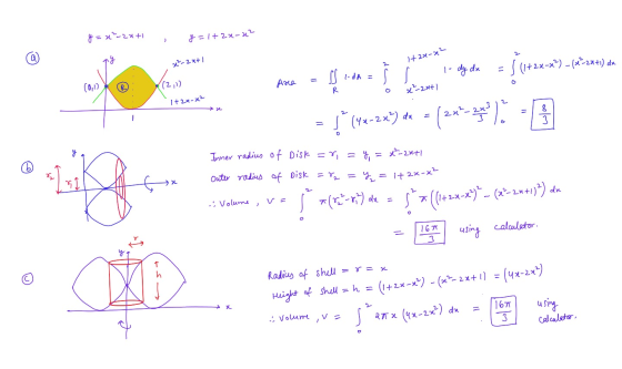 y = x -2x+1 y=1+2x-12 a e²-2xt I (2.0 (2,1) 1+24-22 para sa guna). doimove (21-****). → s (4x-2x²) da 8 3 y Inner radius of D