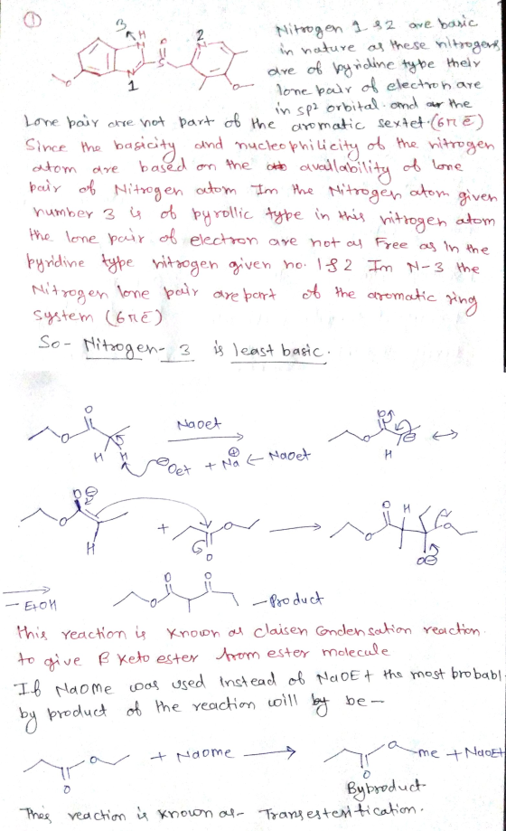 O 3 1 Nitrogen 1 s2 are basic in nature as these nitrogens are of byridine type their lone pair of election are in spa orbita