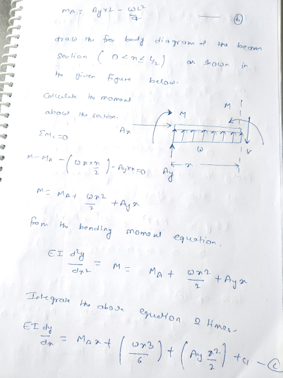 MAF By XL - we - 6 draw the free body diagram of the beam section C o<n<42) as shown in Ho given figure belo Colccelate the m