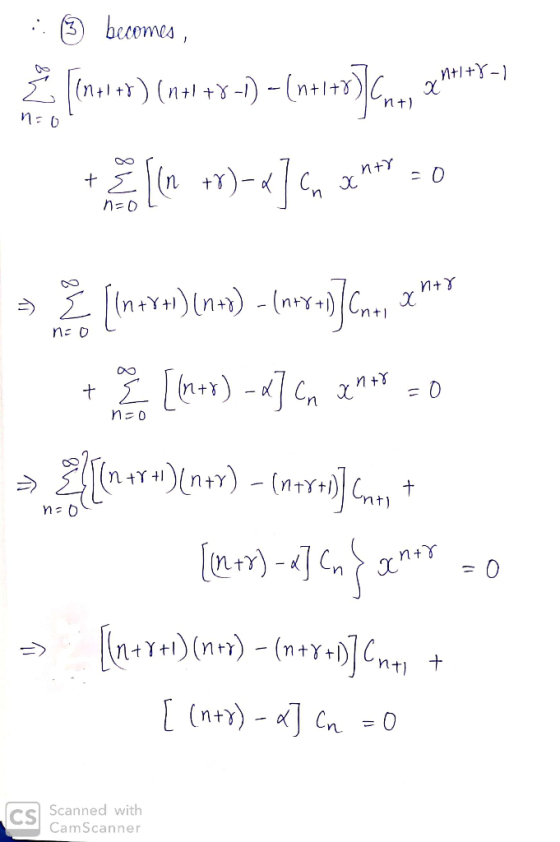 becomes Y n+(n+¥ -1) - (n+l+x)|C nt) n+Y n+x Y+)Cn+ n+Y = 0 + n 0 nY ntr)-Cn+Y 0 nt) Scanned with CS CamScanner