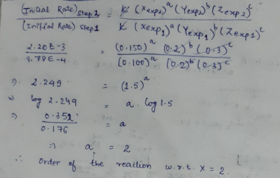 (Initial Rate) step 2 - (X expo) (Yexp2) 3 (2 expa) (Initial Rate) step t (Xexpg) (Yexp} (Z expa) 2.200-3 (0.150) * 0:2) C