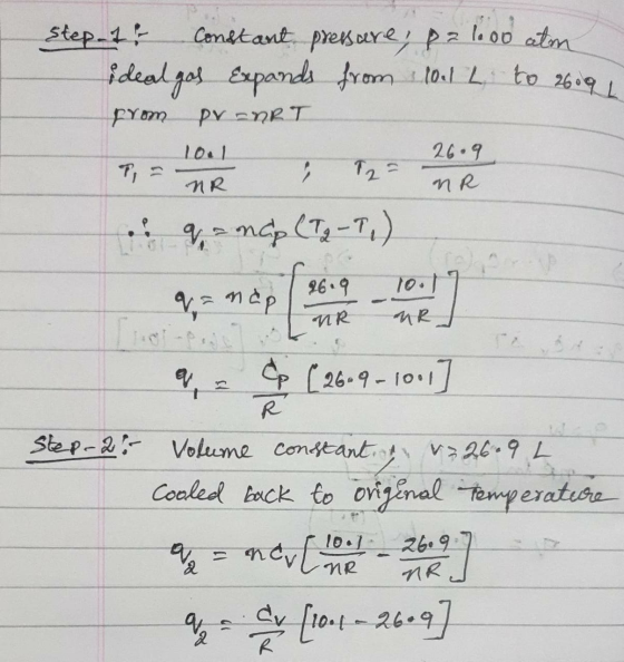 Step-1 & Constant pressure, p21.00 atm ideal gas expands from 10.12 to 26091 from pr-ART 26.9 7, a les ; 12 - home sq a nap (