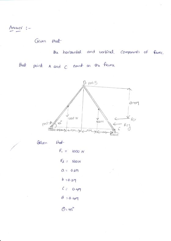 Gven that thu horizanlal and ebaCompunt of ue point A and aunt point A and C eent an the ficmu ficmu fort B aYグ 50시 Rc Given