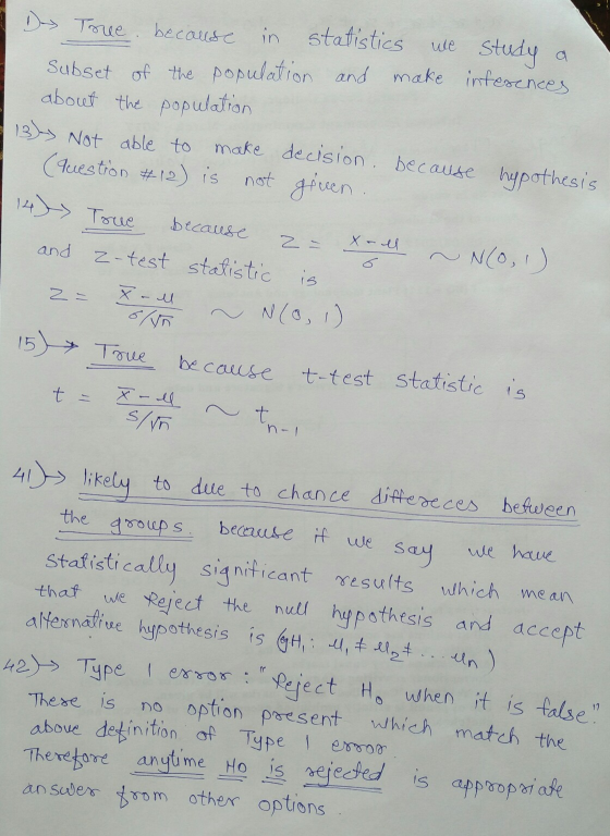 we study De Tree, because in statistics Subset of the population and make inferences about the population 137) Not able to ma