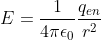 E= \frac{1}{4 \pi \epsilon _0}\frac{q_{en}}{r^2}