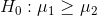 Ho : μι Σμ2