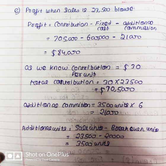 e Poapit when Sales 19 3, S0o blouse s Contai bution - Fixed Casb additionao Cammilsion Paalit sయి - 60pco $४५,००० $30 as we