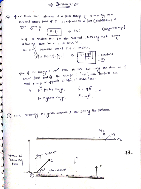 we Know that, whenever a certain charge q, ฝั่ mov ! 5%, q Ea canstant then, f s alu conutant. , lets s«y that chorge consta